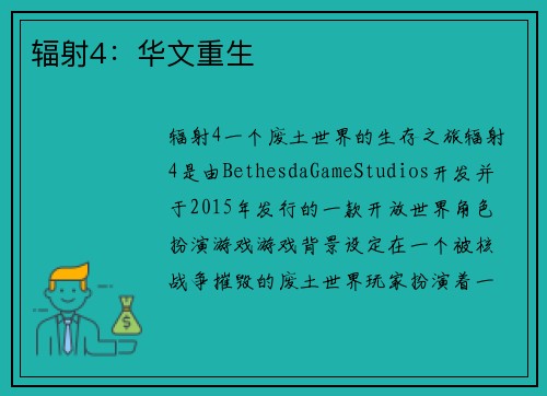 辐射4：华文重生