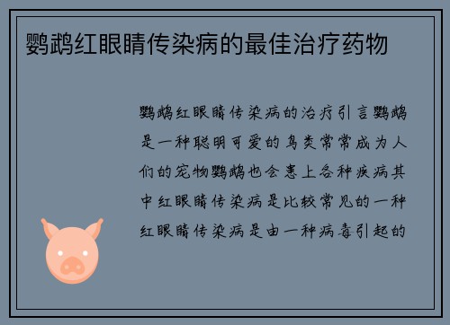 鹦鹉红眼睛传染病的最佳治疗药物